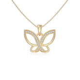 moissanite butterfly necklaces in yellow gold vermeil